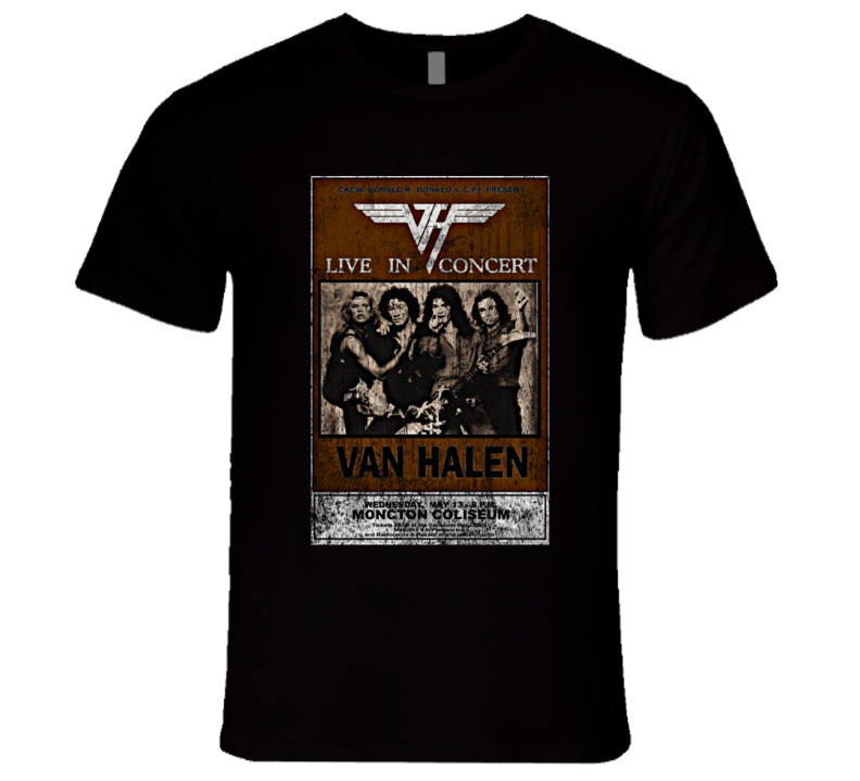 Van Halen Rock Concert Vintage Poster Faded T-Shirt Van Halen Rock Concert Vintage Poster Faded T-Shirt