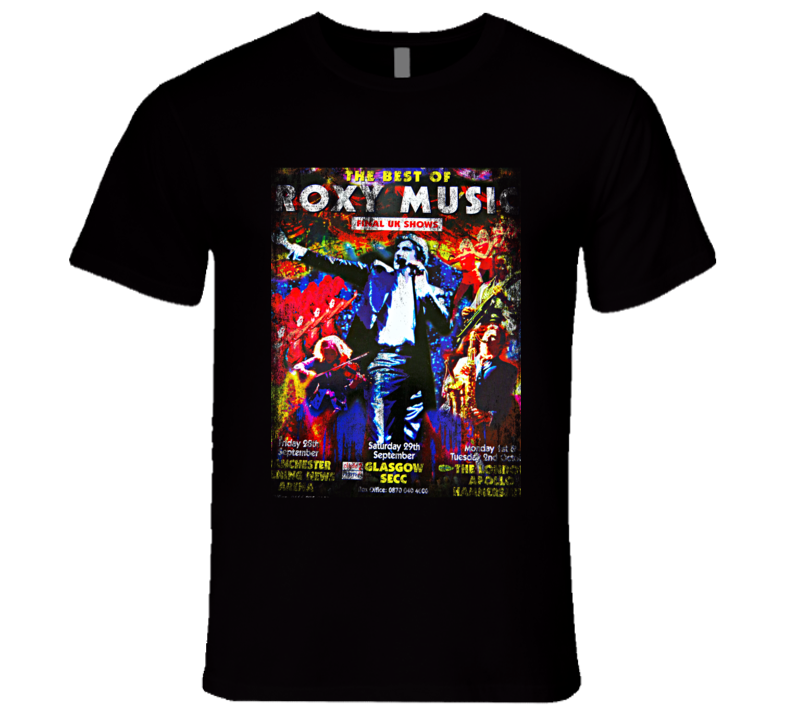 Roxy Music Rock Concert Vintage Poster Faded T-Shirt Roxy Music Rock Concert Vintage Poster Faded T-Shirt