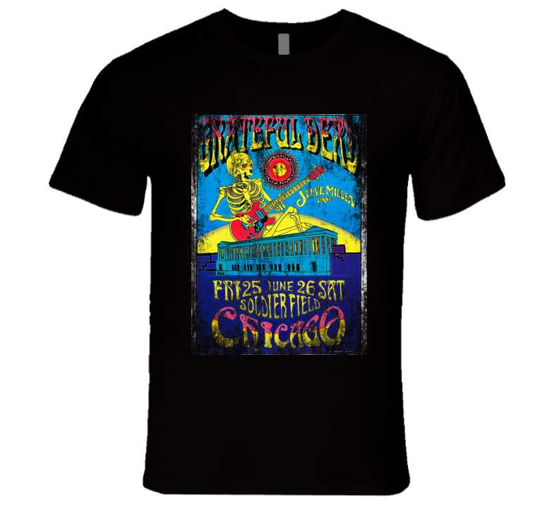 Grateful Dead and Steve Miller Rock Concert Vintage Poster Faded T-Shirt Grateful Dead and Steve Miller Rock Concert Vintage Poster Faded T-Shirt
