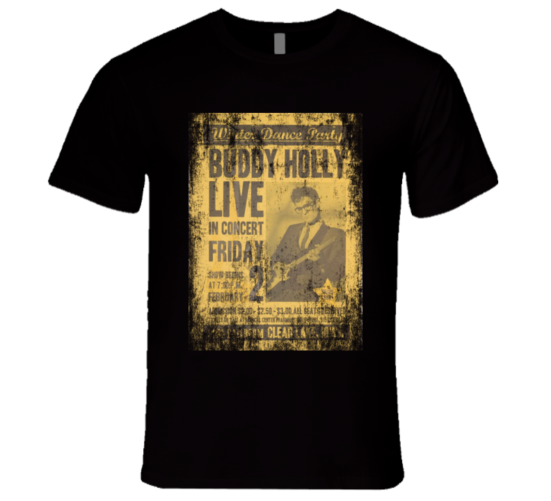 Buddy Holly Rock Concert Vintage Poster Faded T-Shirt