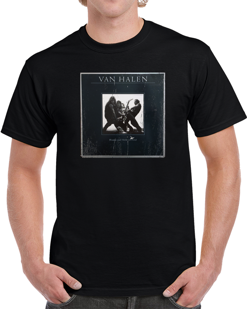 Van Halen Women And Children First Vintage Faded Vinyl Album-cover 80's Record T-shirt Van Halen Women And Children First Vintage Faded Vinyl Album-cover 80's Record T-shirt