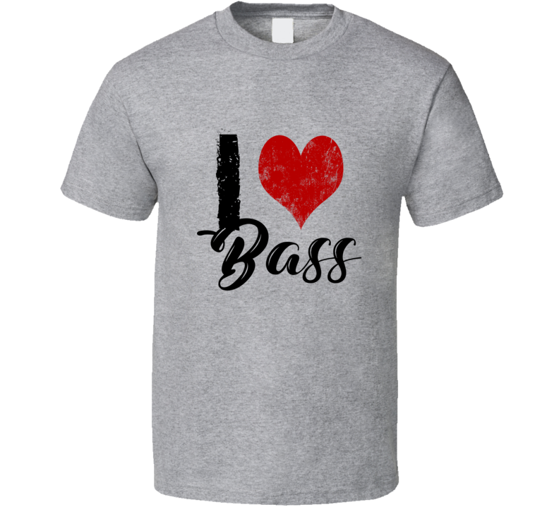 I Heart Bass Music Tribute Concert Instrument Band Tee T-shirt