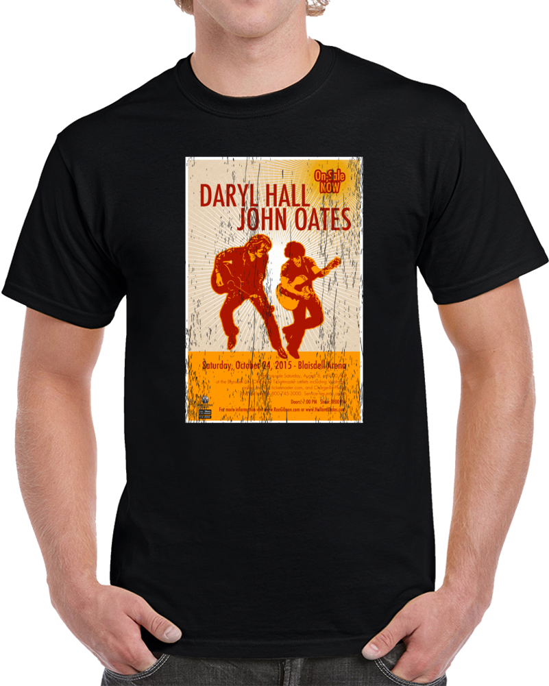 Hall And Oates Rock Concert Vintage Poster Faded T-shirt