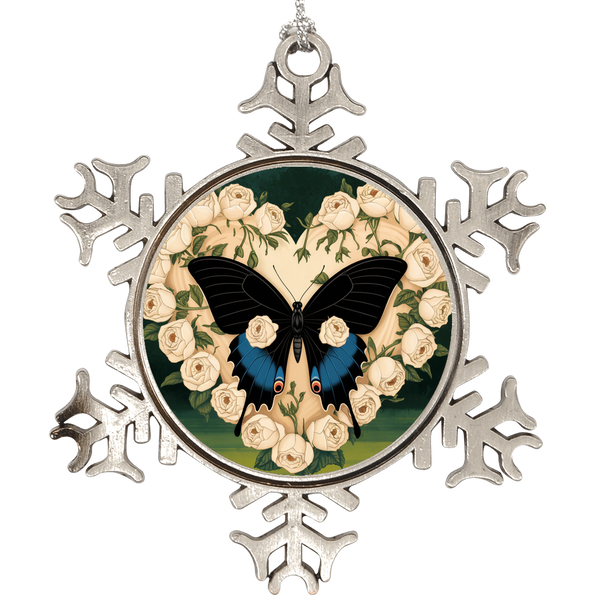 White rose black diamond butterfly love for life Holiday Ornament White rose black diamond butterfly love for life Holiday Ornament