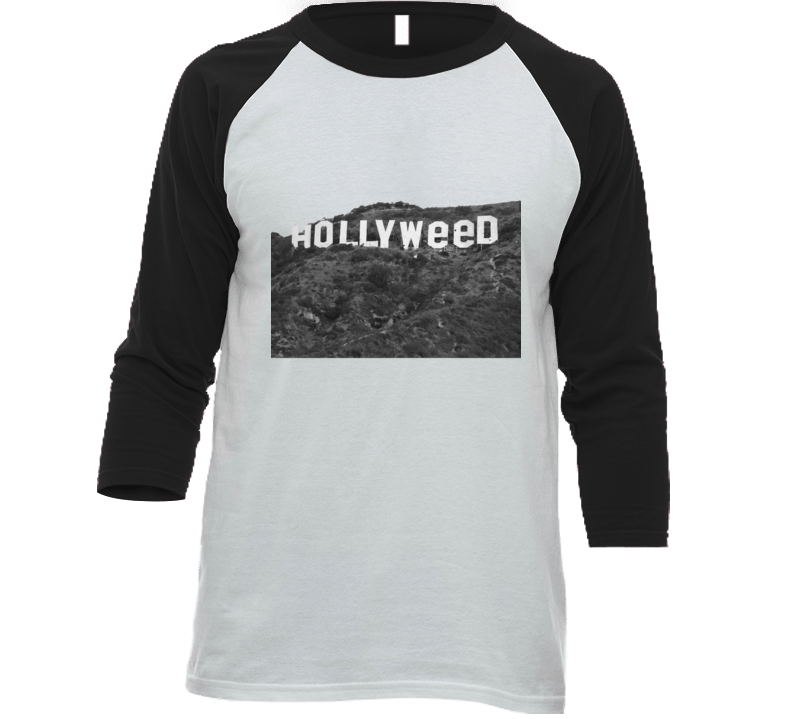 Hollyweed Hollywood Sign Stoner Cannabis Raglan T Shirt Hollyweed Hollywood Sign Stoner Cannabis Raglan T Shirt