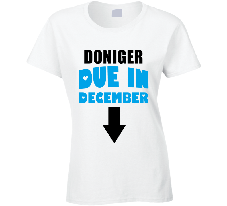 Doniger Due In December Last Name Maternity T Shirt