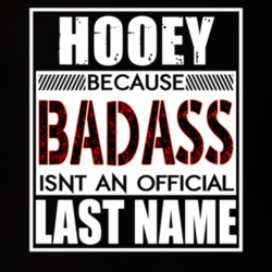 Hooey Because Badass Official Last Name Funny T Shirt 13142274
