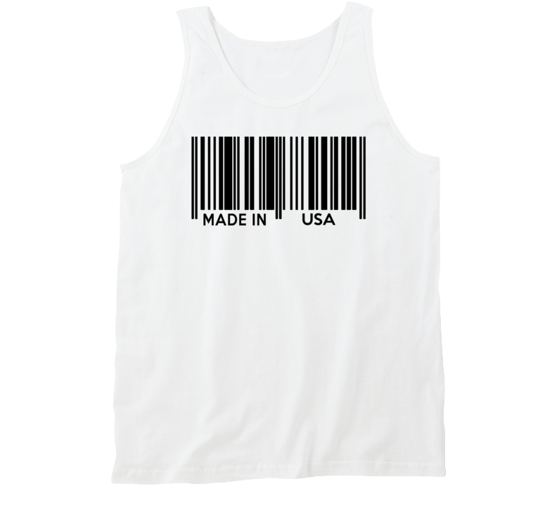 Bar code humorous Made In Usa white Tanktop Bar code humorous Made In Usa white Tanktop