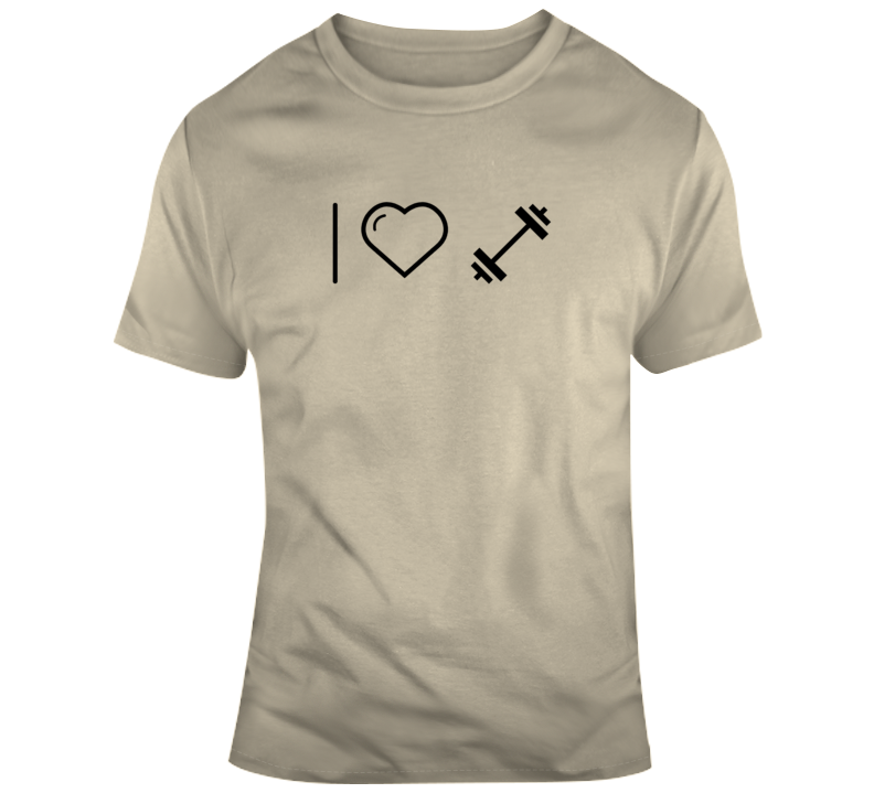 I Love Dumbbells Tan Tshirt Weight Lifting Gym Shirts T Shirt