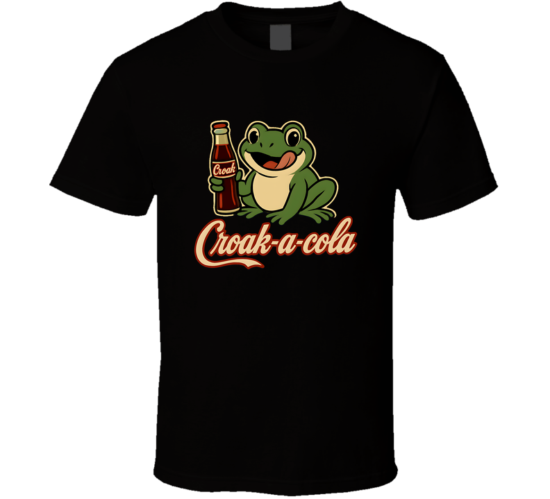 Funny Croak-a-Cola Frog Parody Retro Soda Cartoon Design T Shirt Funny Croak-a-Cola Frog Parody Retro Soda Cartoon Design T Shirt