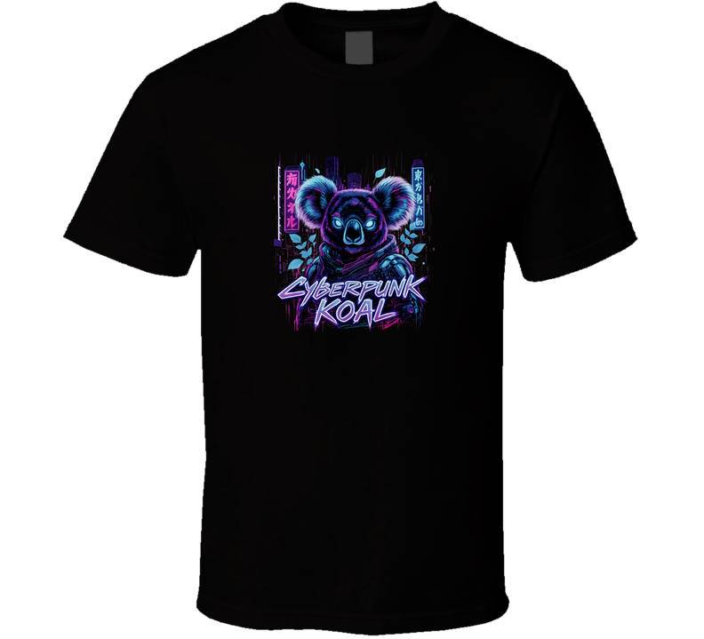 Cyberpunk Koala T-Shirt Neon Retro Vaporwave Animal Graphic Tee Gamer Gift T Shirt