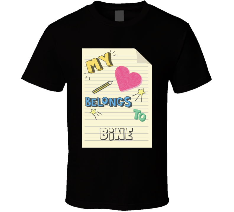 My Heart Belongs To Bine Cute Doodle Design T Shirt
