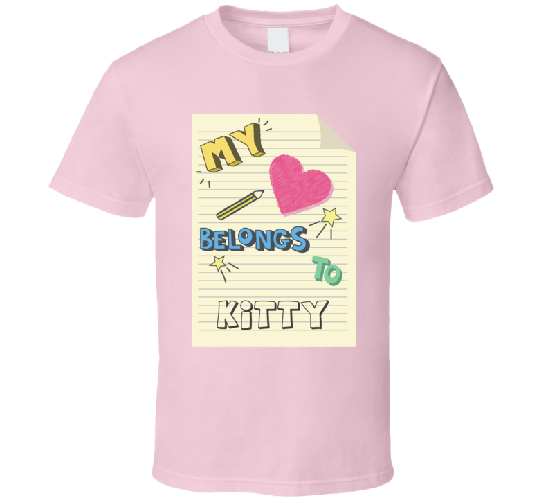 My Heart Belongs To Kitty Cute Doodle Design T Shirt