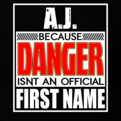 AJ Because Danger Official First Name Funny T Shirt 13462062