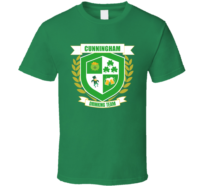 Cunningham Drinking Team St Patrick's Day Funny Custom Last Name Green