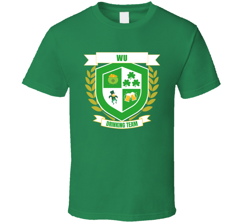 Wu Drinking Team St Patrick's Day Funny Custom Last Name Green Party T