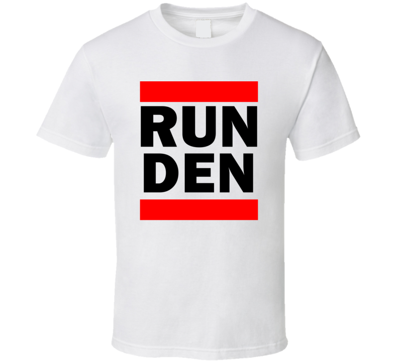 Run DEN CO USA Denver International   Funny Graphic Patriotic Parody T Shirt