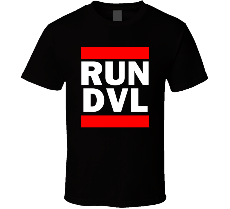 Run DVL North Dakota USA    Funny Graphic Patriotic Parody Black T Shirt