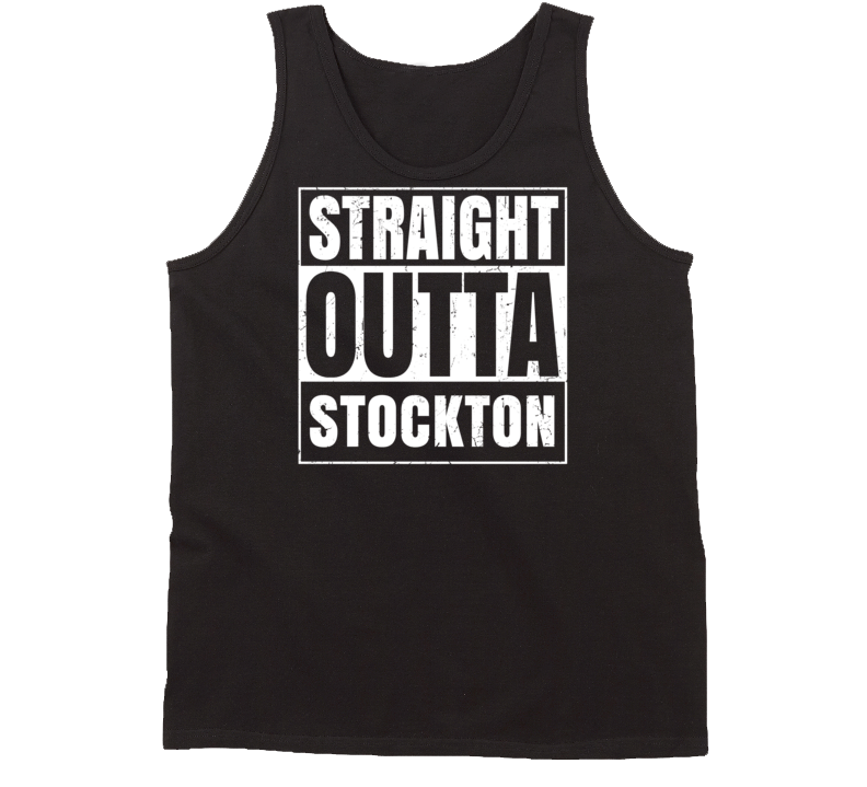 Straight Outta Stockton California Parody Grunge City Tanktop