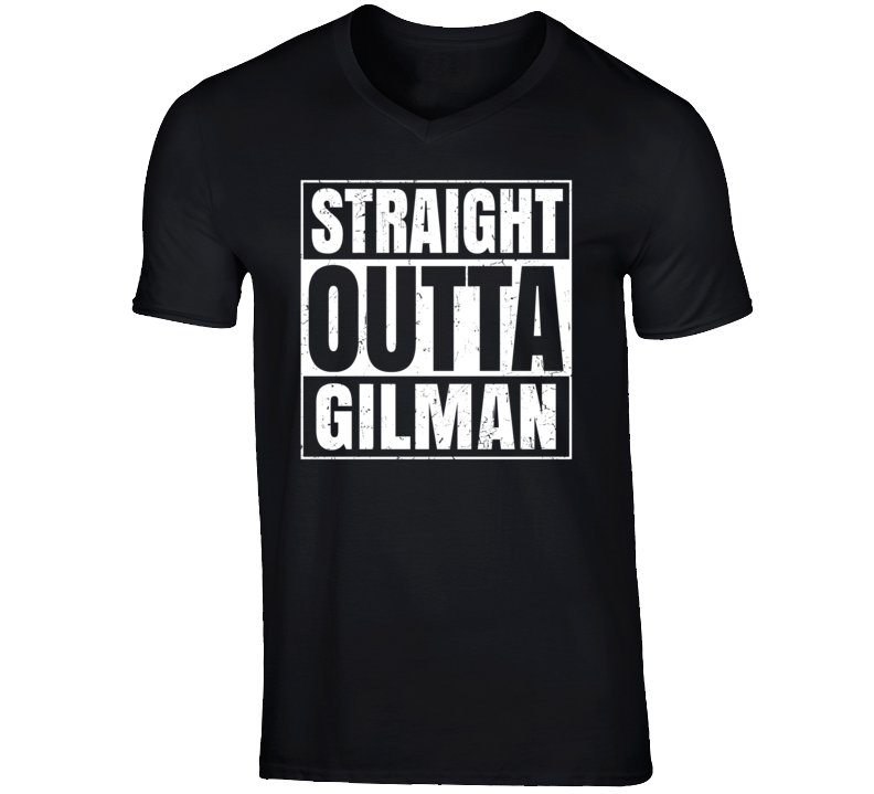 Straight Outta Gilman Iowa Parody Grunge City Father's Day Vneck T Shirt