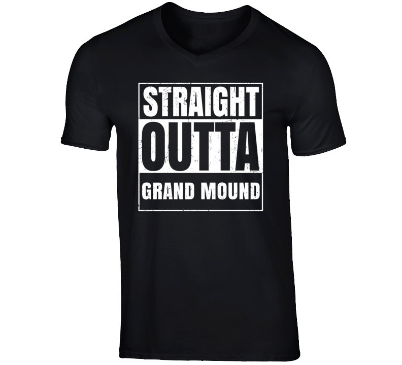 Straight Outta Grand Mound Iowa Parody Grunge City Father's Day Vneck T Shirt