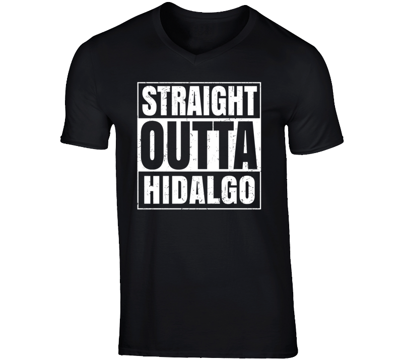 Straight Outta Hidalgo Texas Parody Grunge City Father's Day Vneck T Shirt