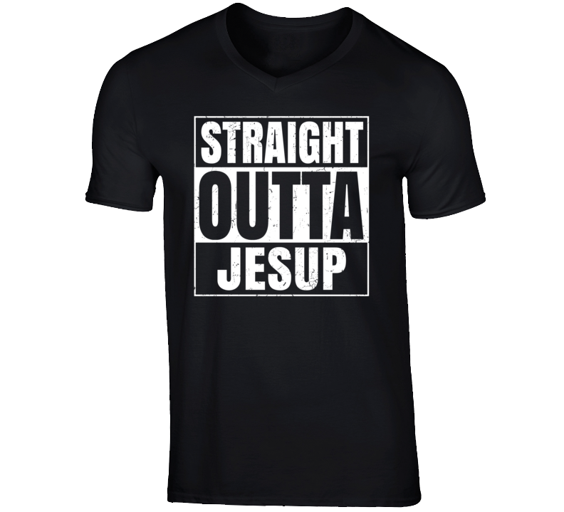 Straight Outta Jesup Iowa Parody Grunge City Father's Day Vneck T Shirt