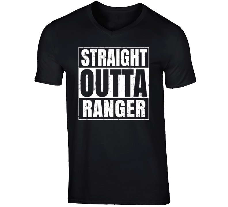 Straight Outta Ranger Texas Parody Grunge City Father's Day Vneck T Shirt