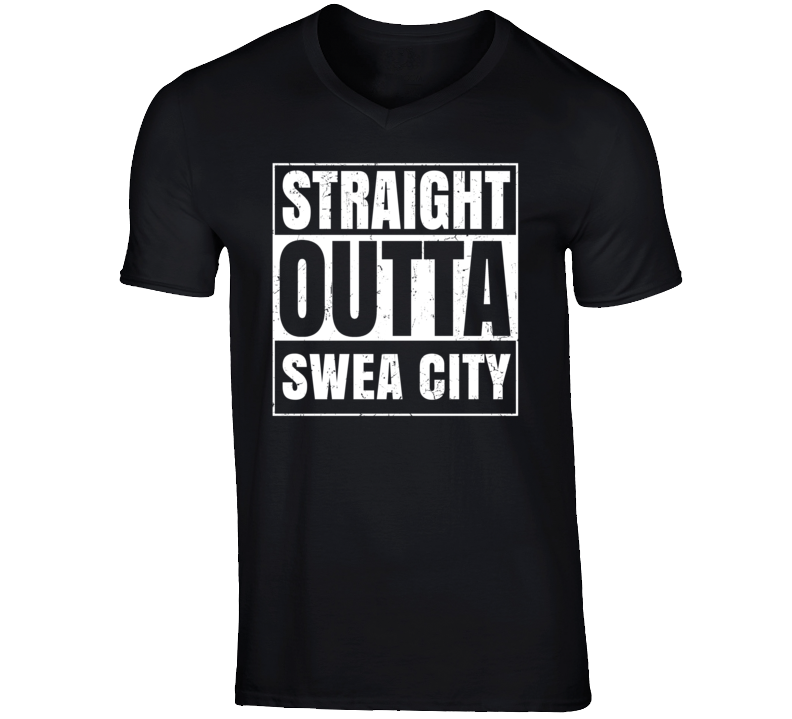 Straight Outta Swea City Iowa Parody Grunge City Father's Day Vneck T Shirt