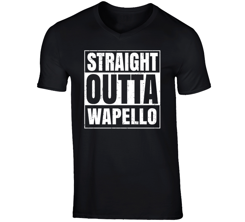 Straight Outta Wapello Iowa Parody Grunge City Father's Day Vneck T Shirt