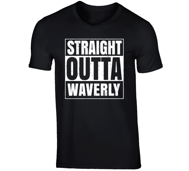 Straight Outta Waverly Iowa Parody Grunge City Father's Day Vneck T Shirt