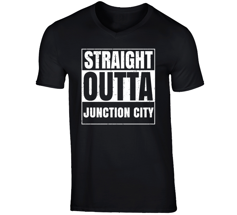 Straight Outta Junction City Kansas Parody Grunge City Father's Day Vneck T Shirt