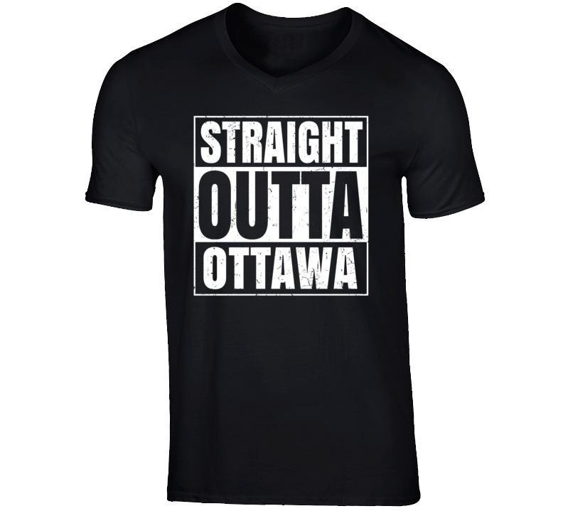 Straight Outta Ottawa Kansas Parody Grunge City Father's Day Vneck T Shirt