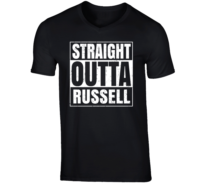 Straight Outta Russell Kansas Parody Grunge City Father's Day Vneck T Shirt