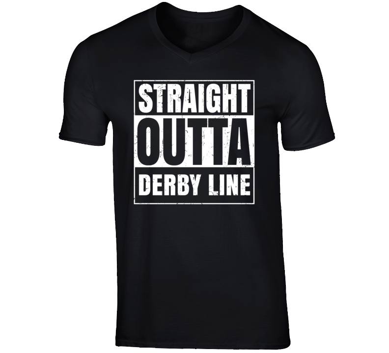 Straight Outta Derby Line Vermont Parody Grunge City Father's Day Vneck T Shirt