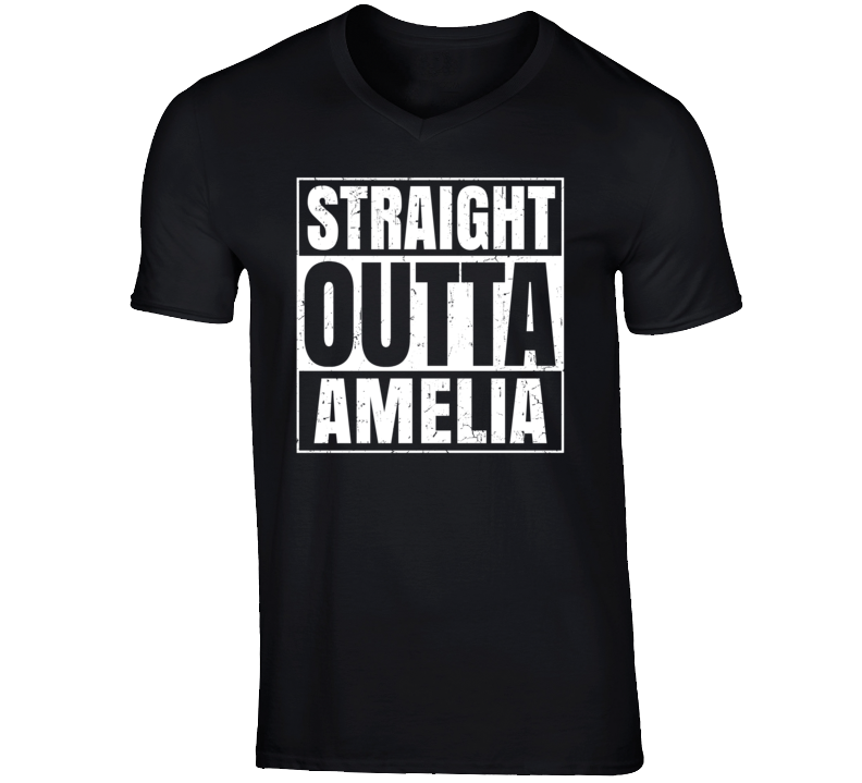 Straight Outta Amelia Louisiana Parody Grunge City Father's Day Vneck T Shirt