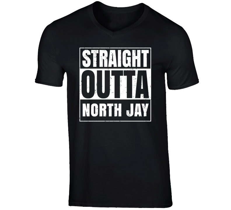 Straight Outta North Jay Maine Parody Grunge City Father's Day Vneck T Shirt