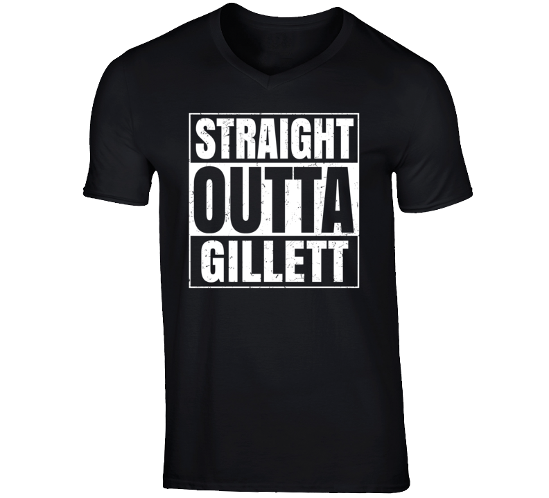 Straight Outta Gillett Wisconsin Parody Grunge City Father's Day Vneck Straight Outta Gillett Wisconsin Parody Grunge City Father's Day Vneck