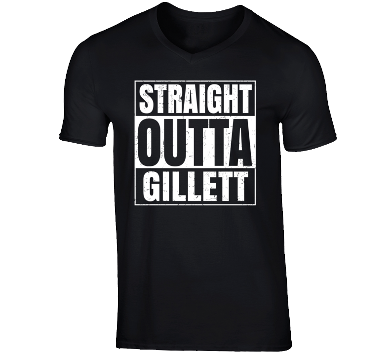 Straight Outta Gillett Wisconsin Parody Grunge City Father's Day Vneck T Shirt