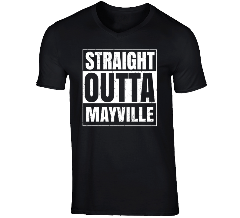 Straight Outta Mayville Wisconsin Parody Grunge City Father's Day Vneck T Shirt