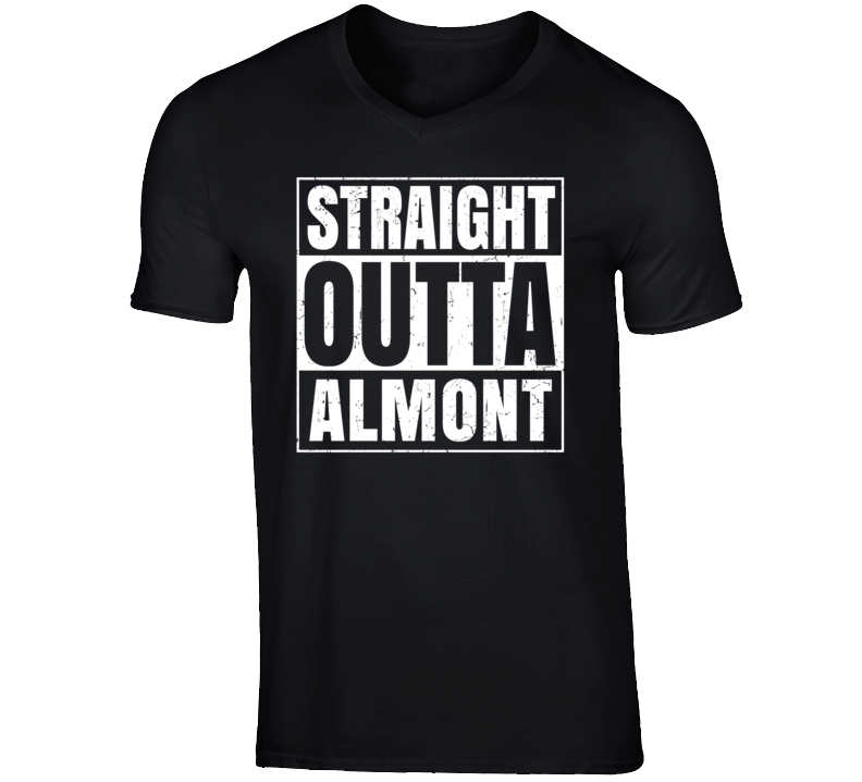 Straight Outta Almont Michigan Parody Grunge City Father's Day Vneck T Straight Outta Almont Michigan Parody Grunge City Father's Day Vneck T