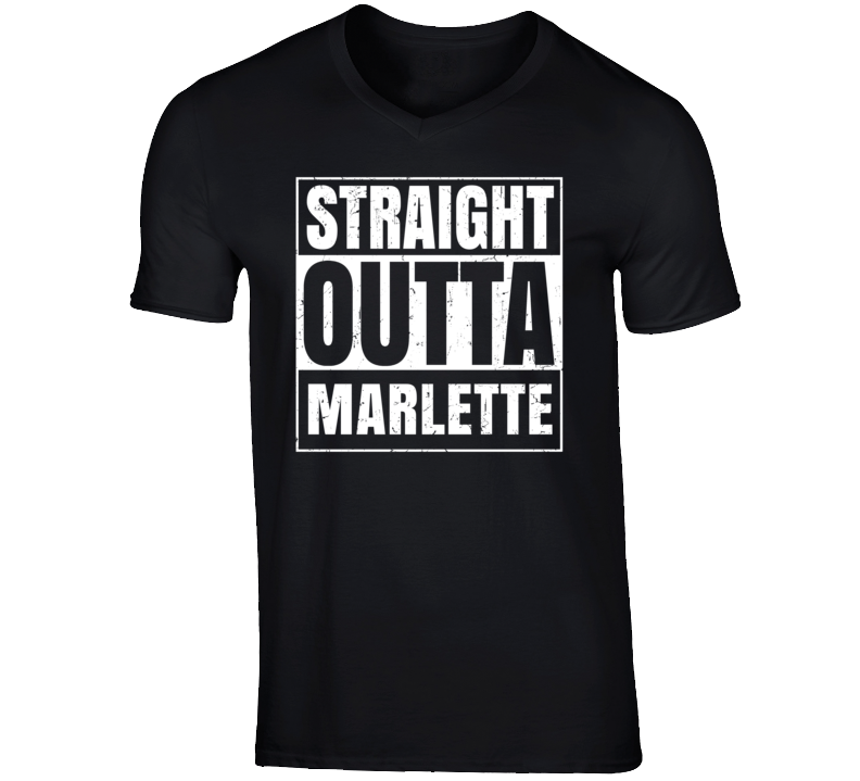 Straight Outta Marlette Michigan Parody Grunge City Father's Day Vneck Straight Outta Marlette Michigan Parody Grunge City Father's Day Vneck