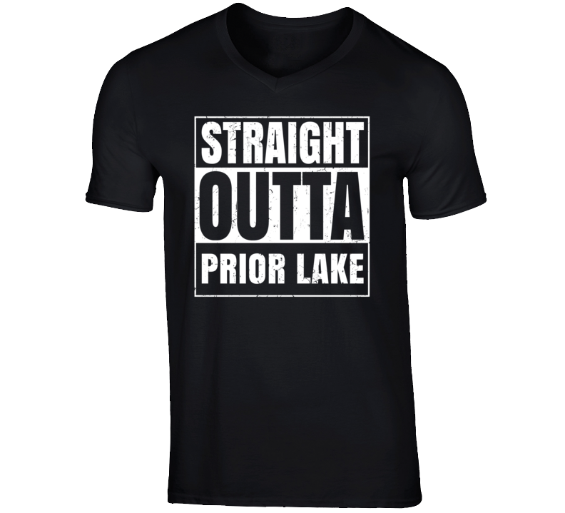 Straight Outta Prior Lake Minnesota Parody Grunge City Father's Day Vneck T Shirt