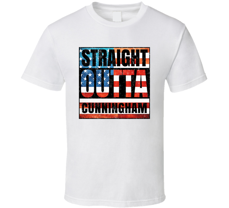 Straight Outta Cunningham Kansas USA American City Patriotic Flag T Shirt