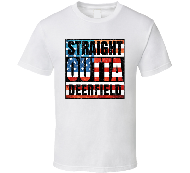 Straight Outta Deerfield Kansas USA American City Patriotic Flag T Shirt