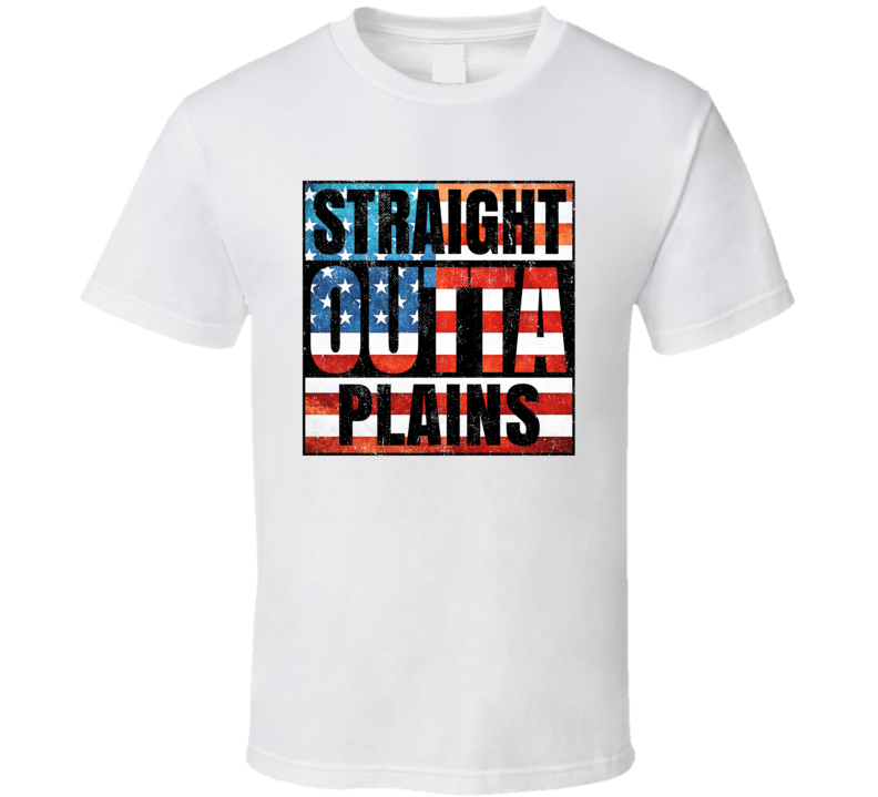 Straight Outta Plains Texas USA American City Patriotic Flag T Shirt