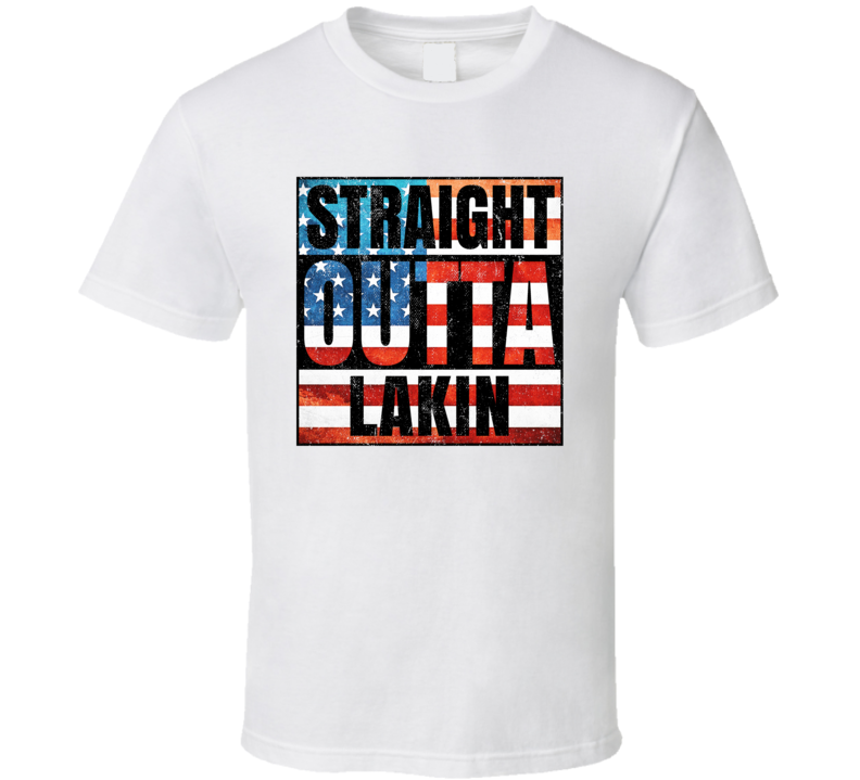 Straight Outta Lakin Kansas USA American City Patriotic Flag T Shirt