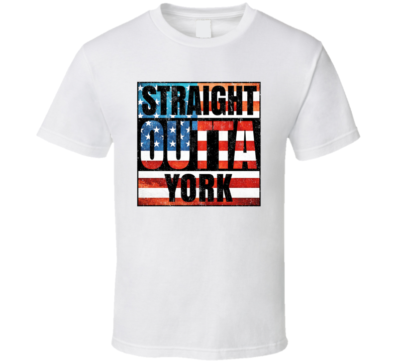 Straight Outta York Alabama USA American City Patriotic Flag T Shirt