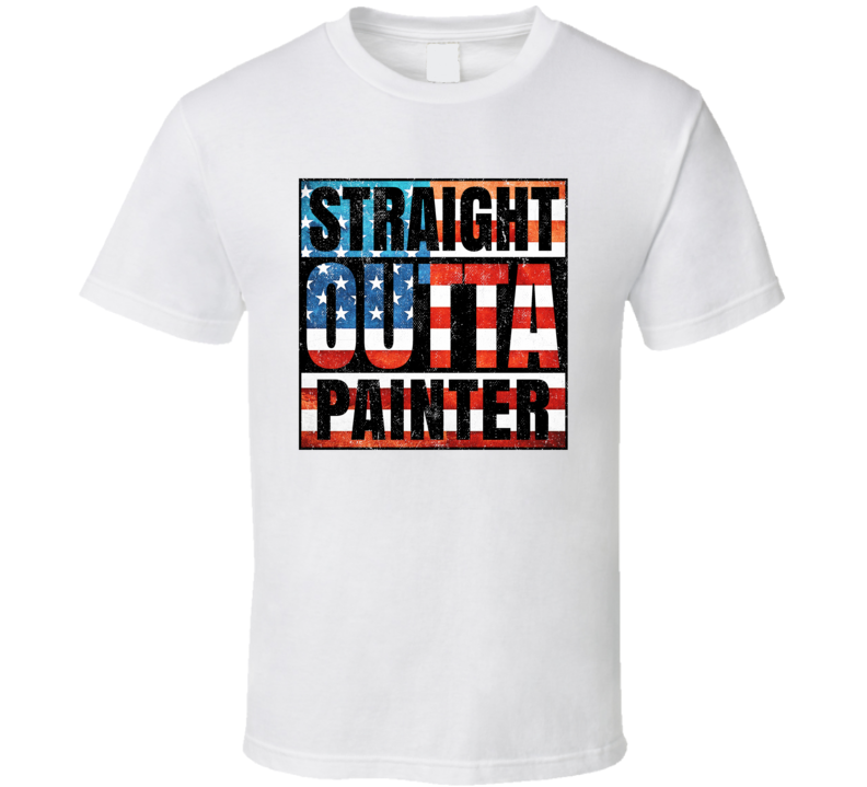 Straight Outta Painter Virginia USA American City Patriotic Flag T Shirt