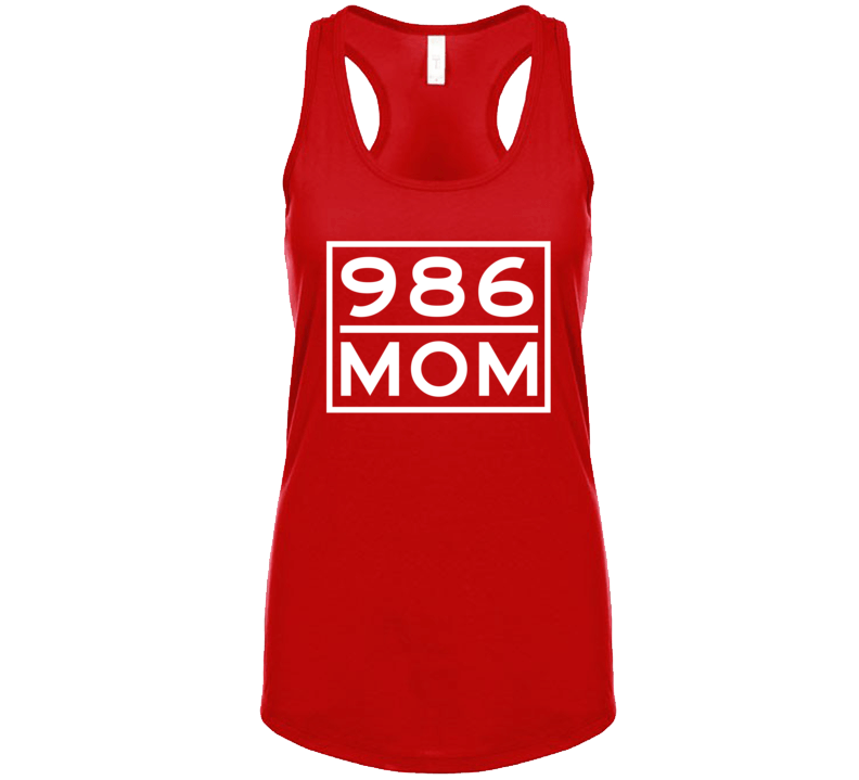 986 Mom Idaho Area Code Represent Hometown Ladies Racerback Tanktop